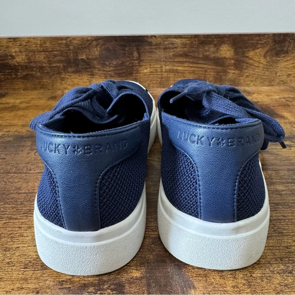 Lucky Brand Talena Knit Lace-up‎ Sneakers Peacoat Navy Knit Size 7